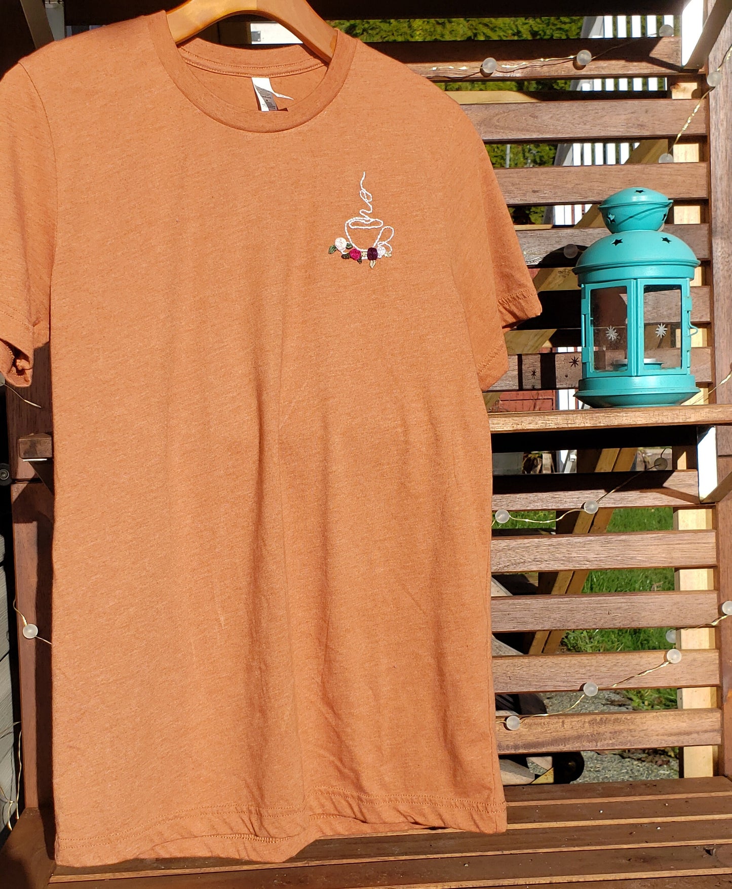 Hand Embroidered Cafe and Roses Shirt
