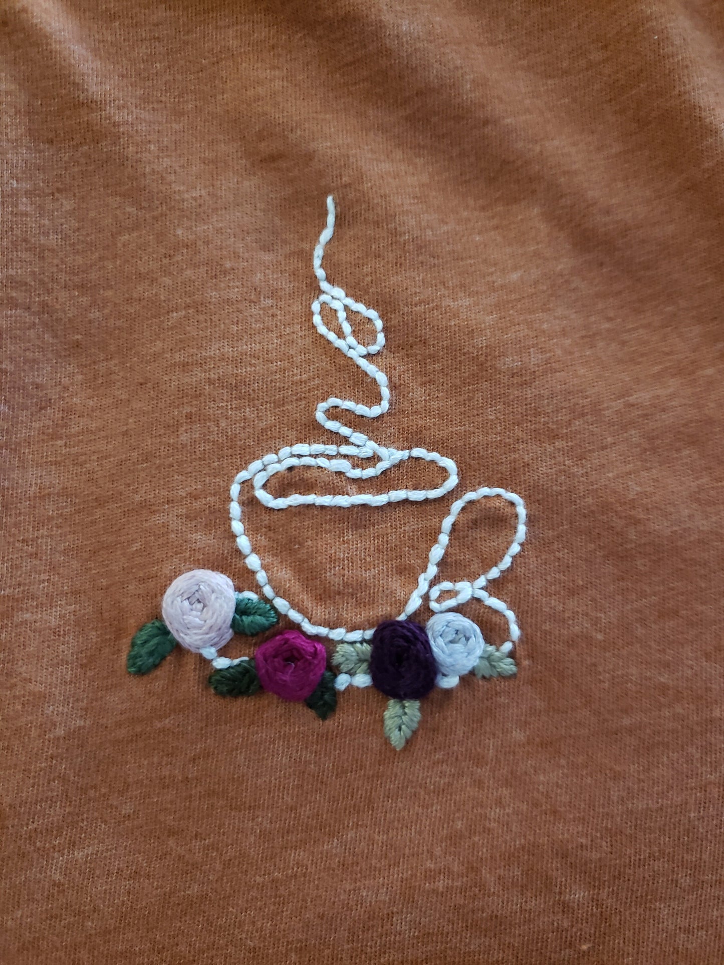 Hand Embroidered Cafe and Roses Shirt