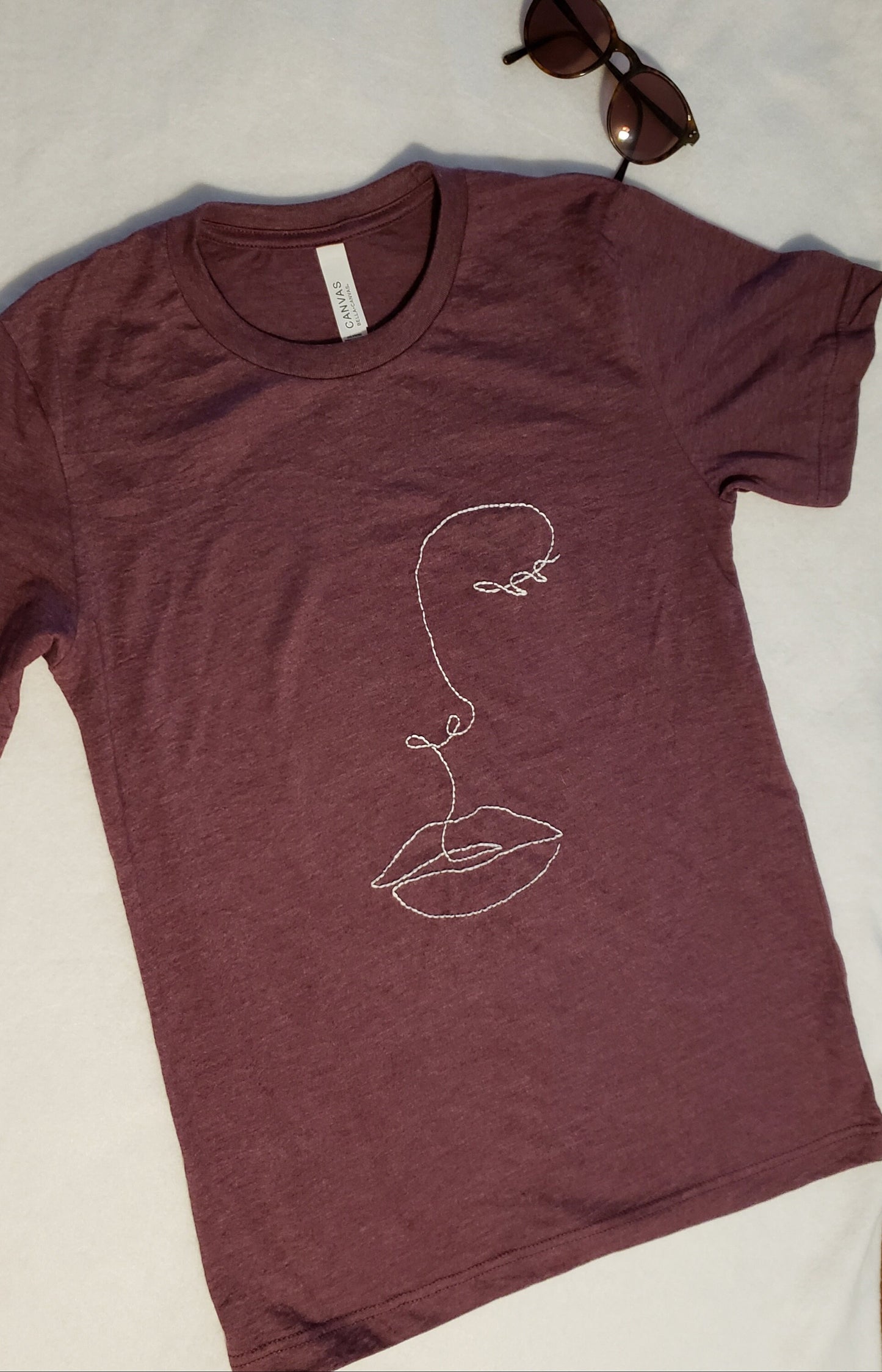 Hand Embroidered Single Line Face