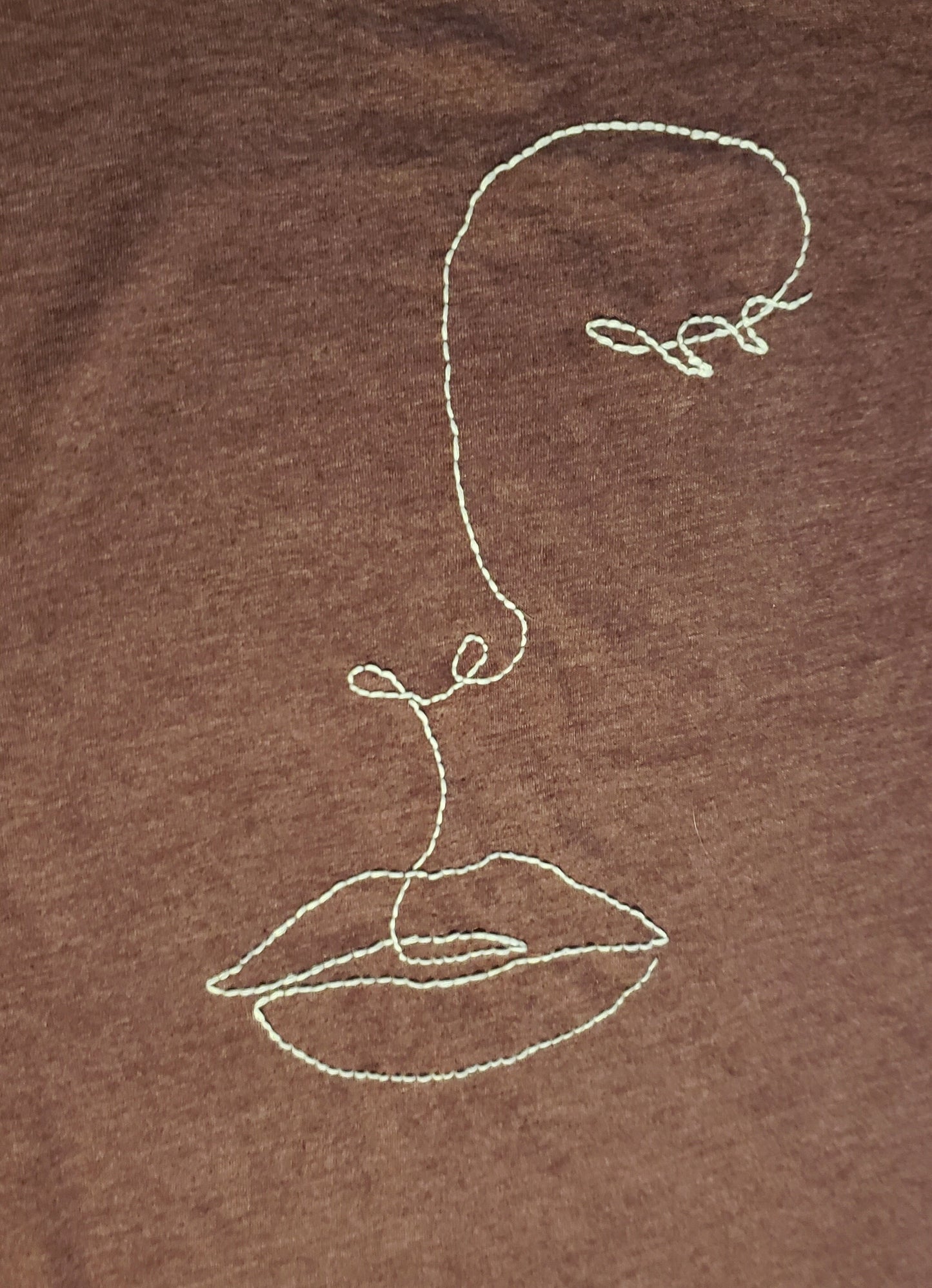 Hand Embroidered Single Line Face