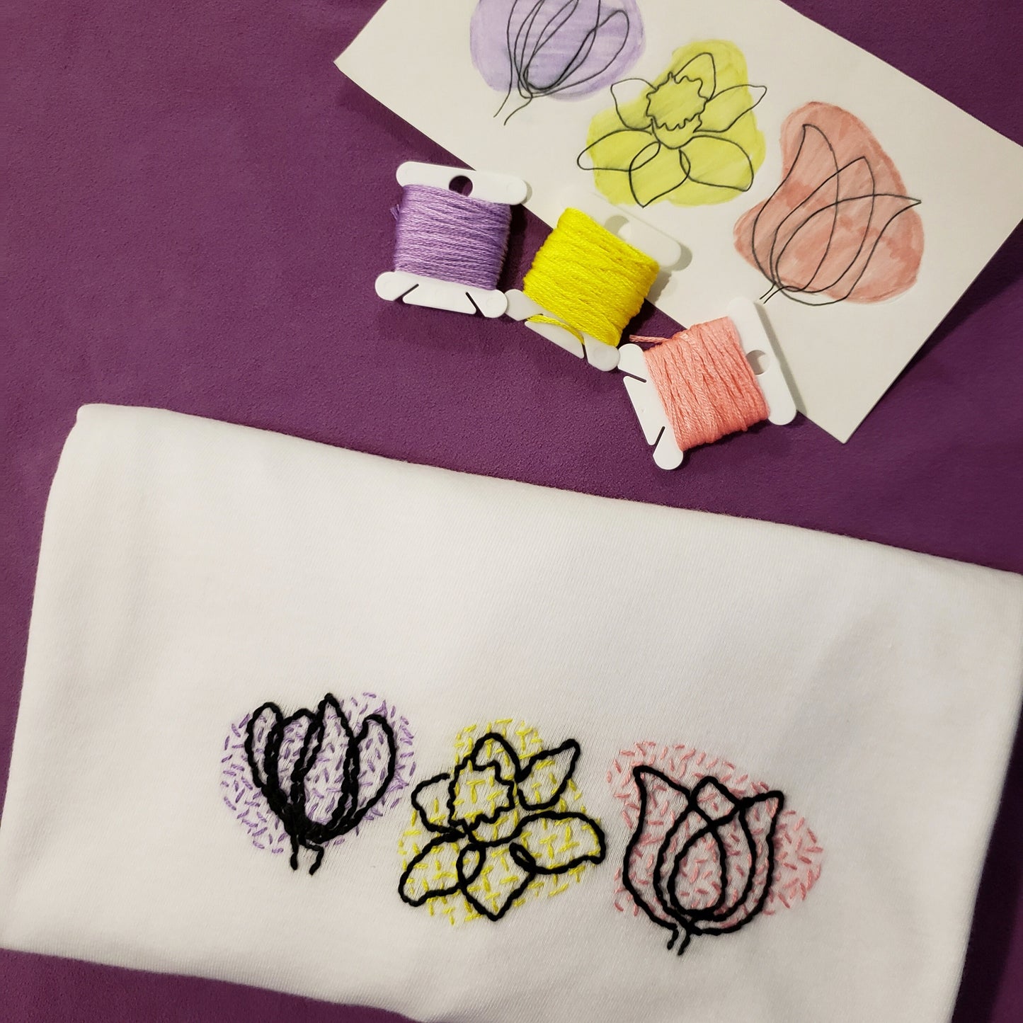 Spring Flowers Hand Embroidered Shirt