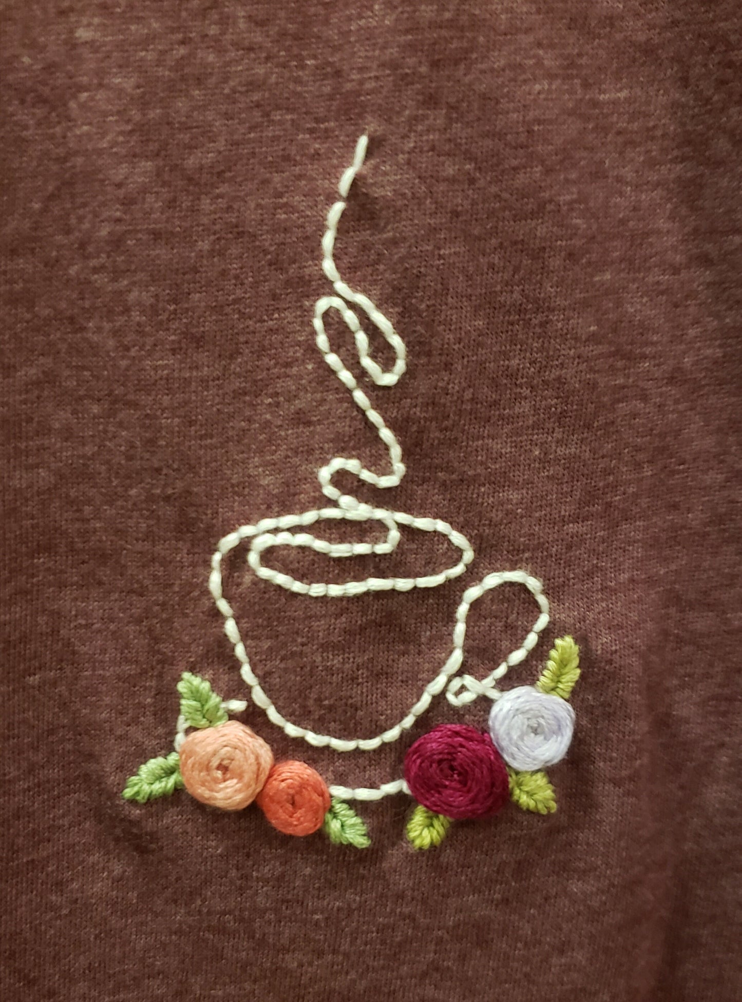 Hand Embroidered Cafe and Roses Shirt