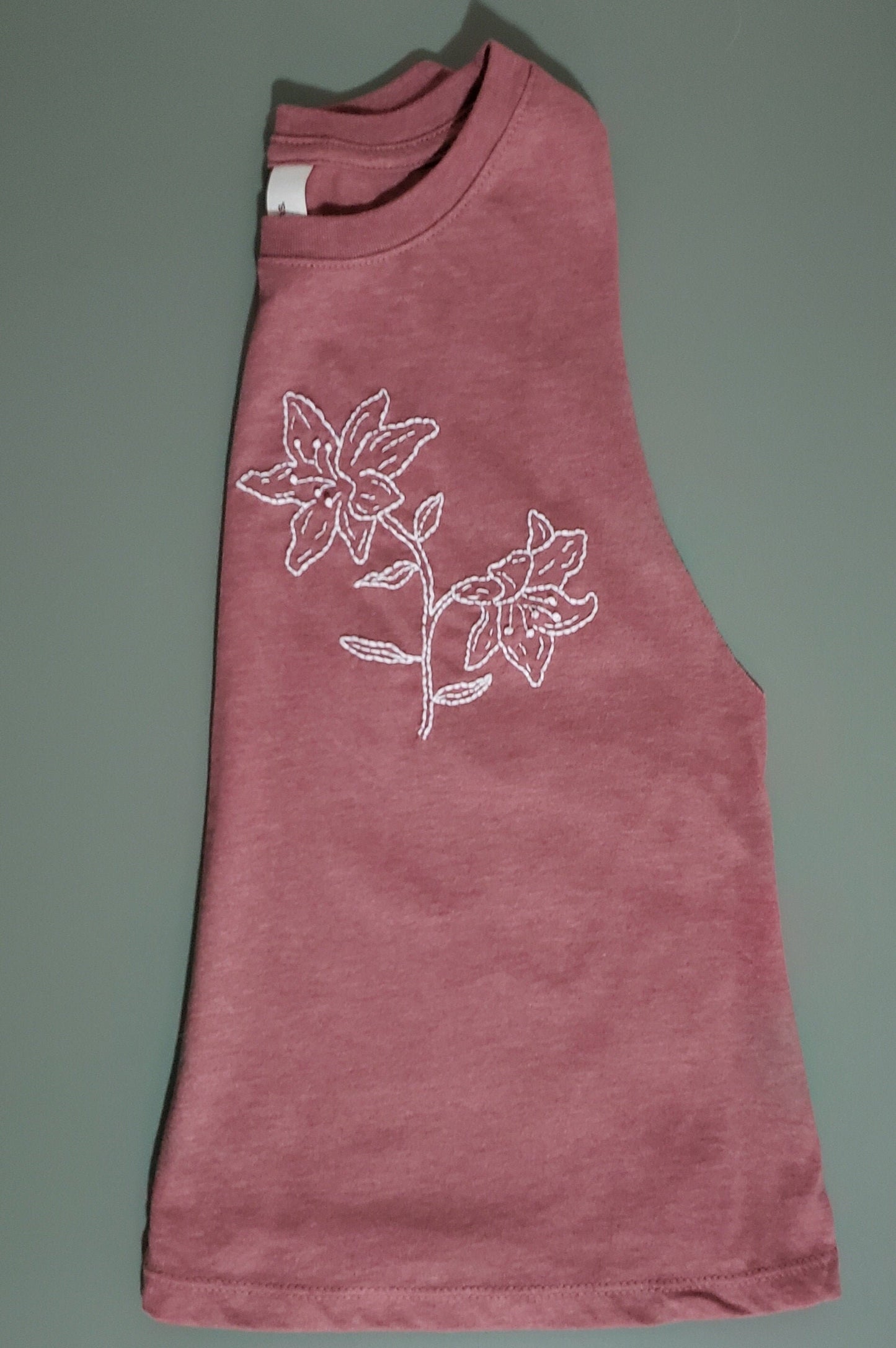 Hand Embroidered Lilies Halter