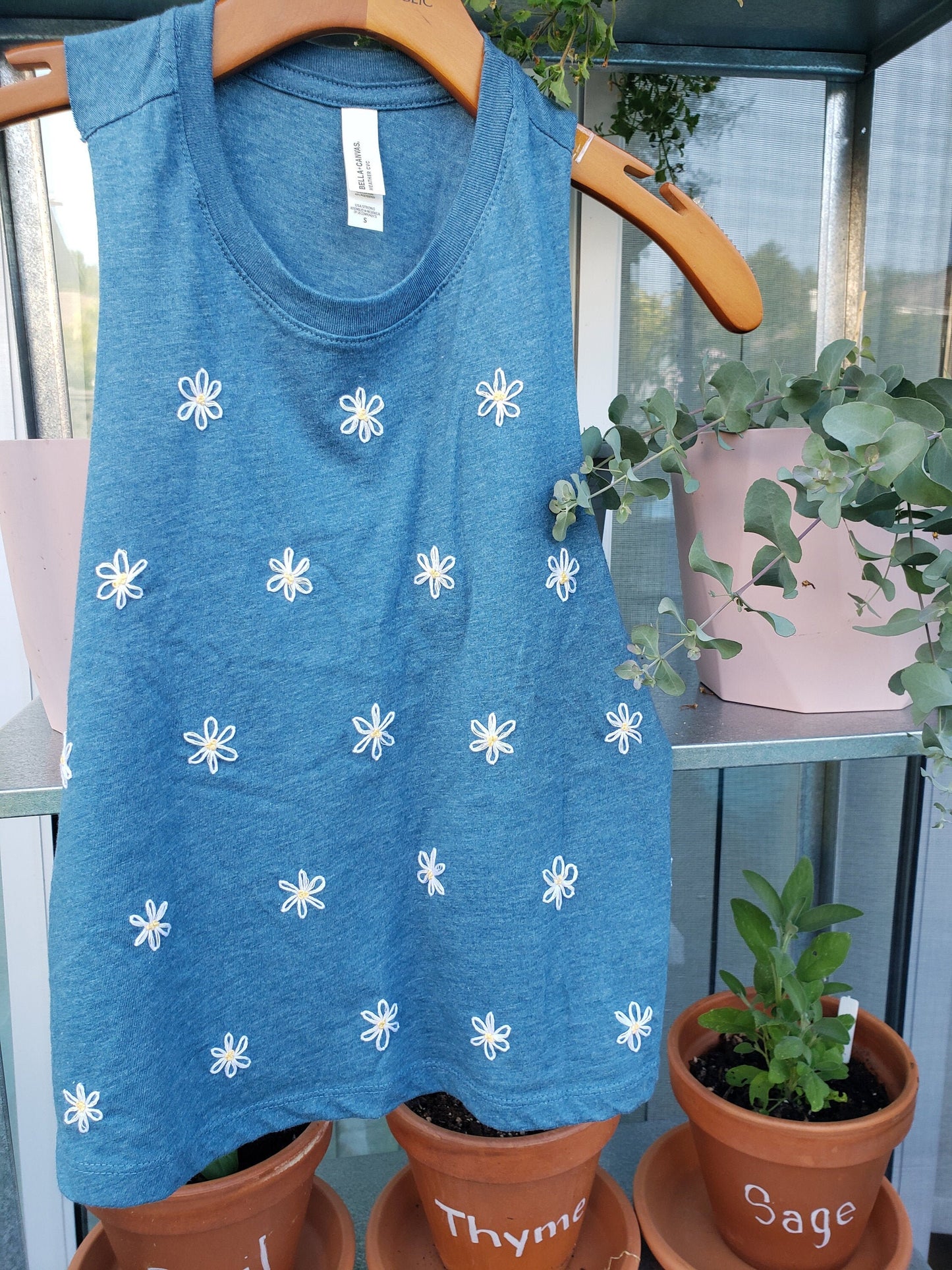 Hand Embroidered Daisies Shirt