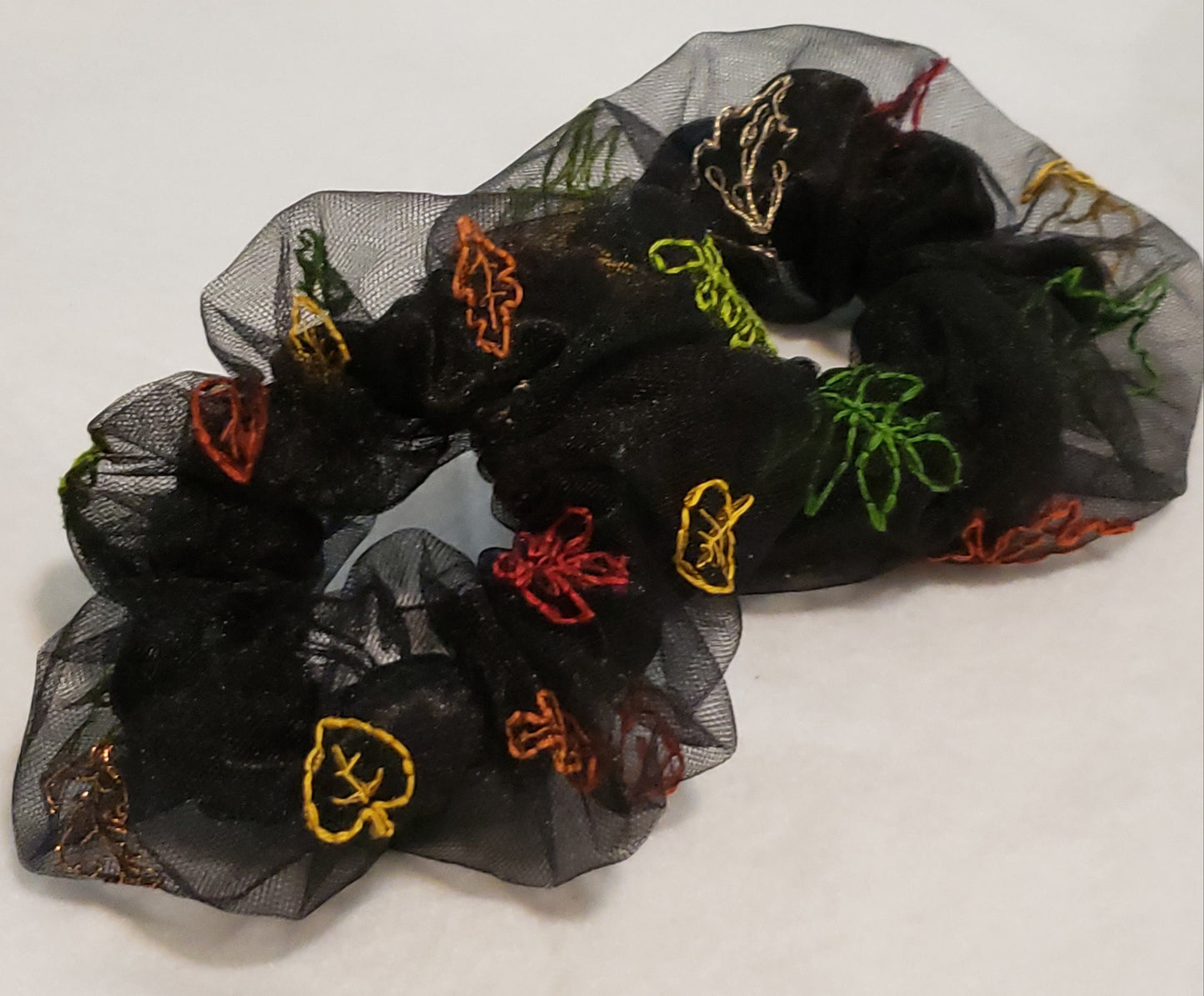 Hand Embroidered Autumn Scrunchy