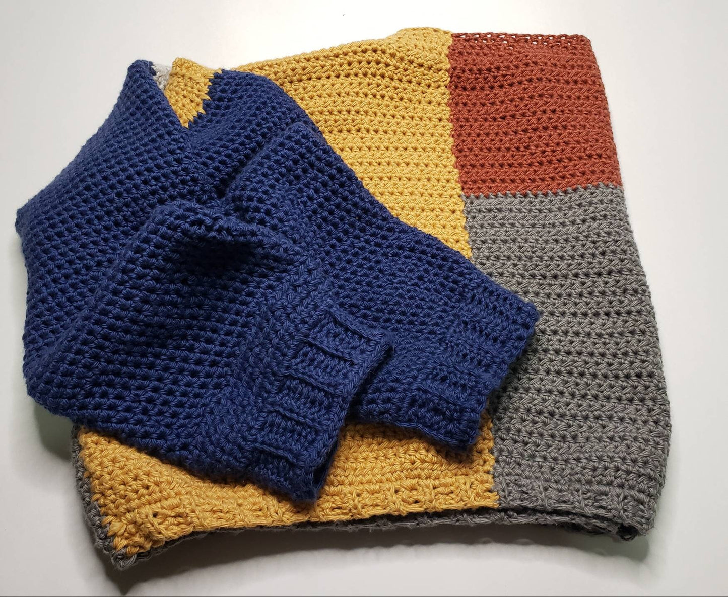 Crocheted Color Block Sweater