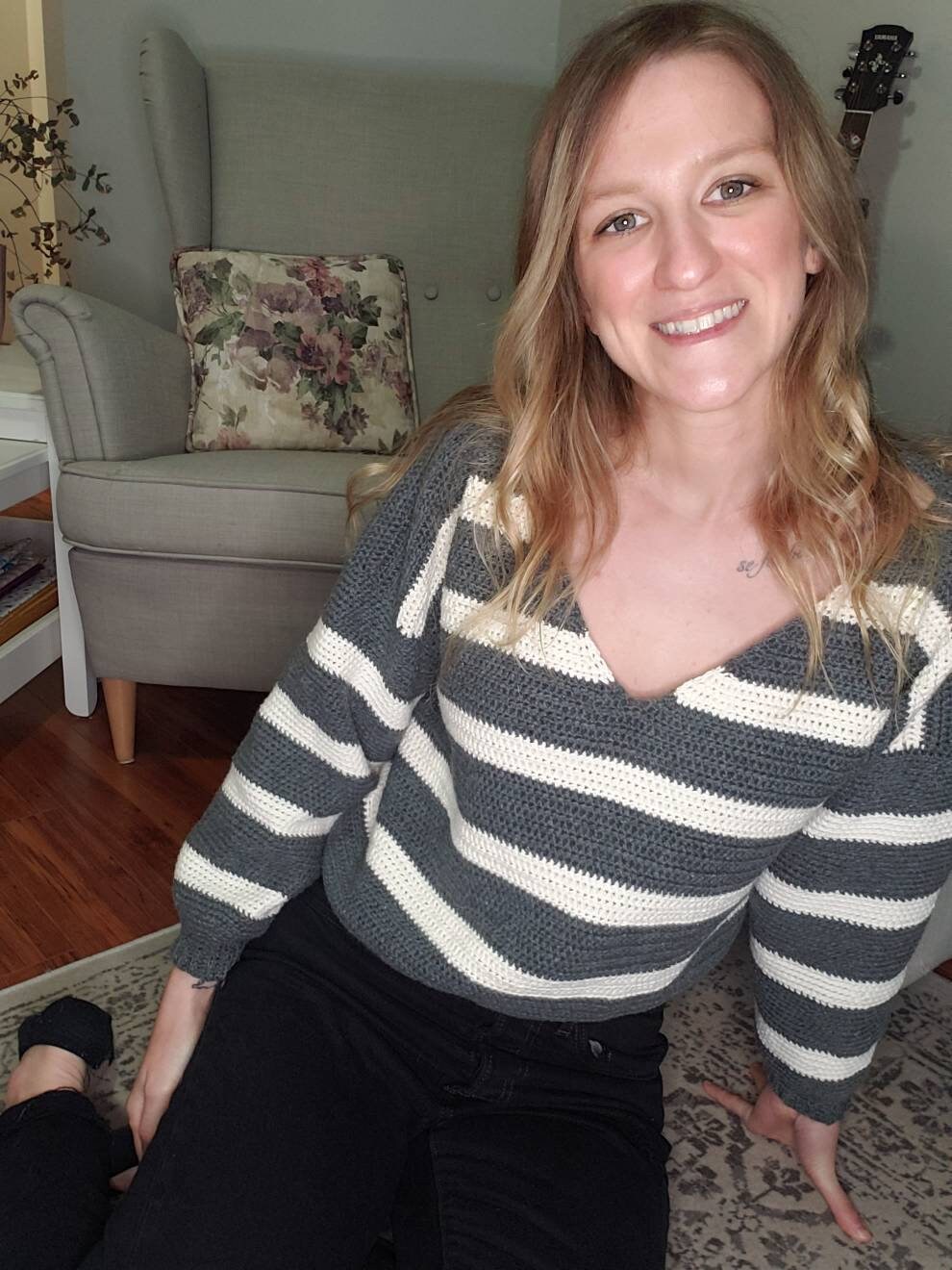 Hand Crocheted Striped Sweater