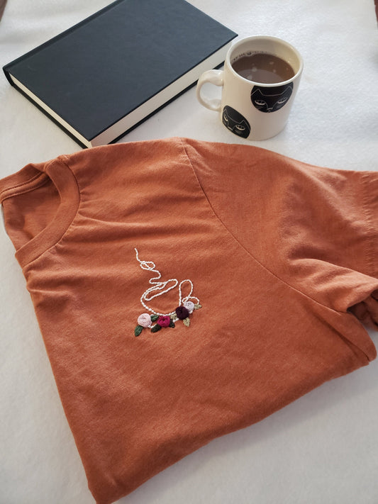 Hand Embroidered Cafe and Roses Shirt