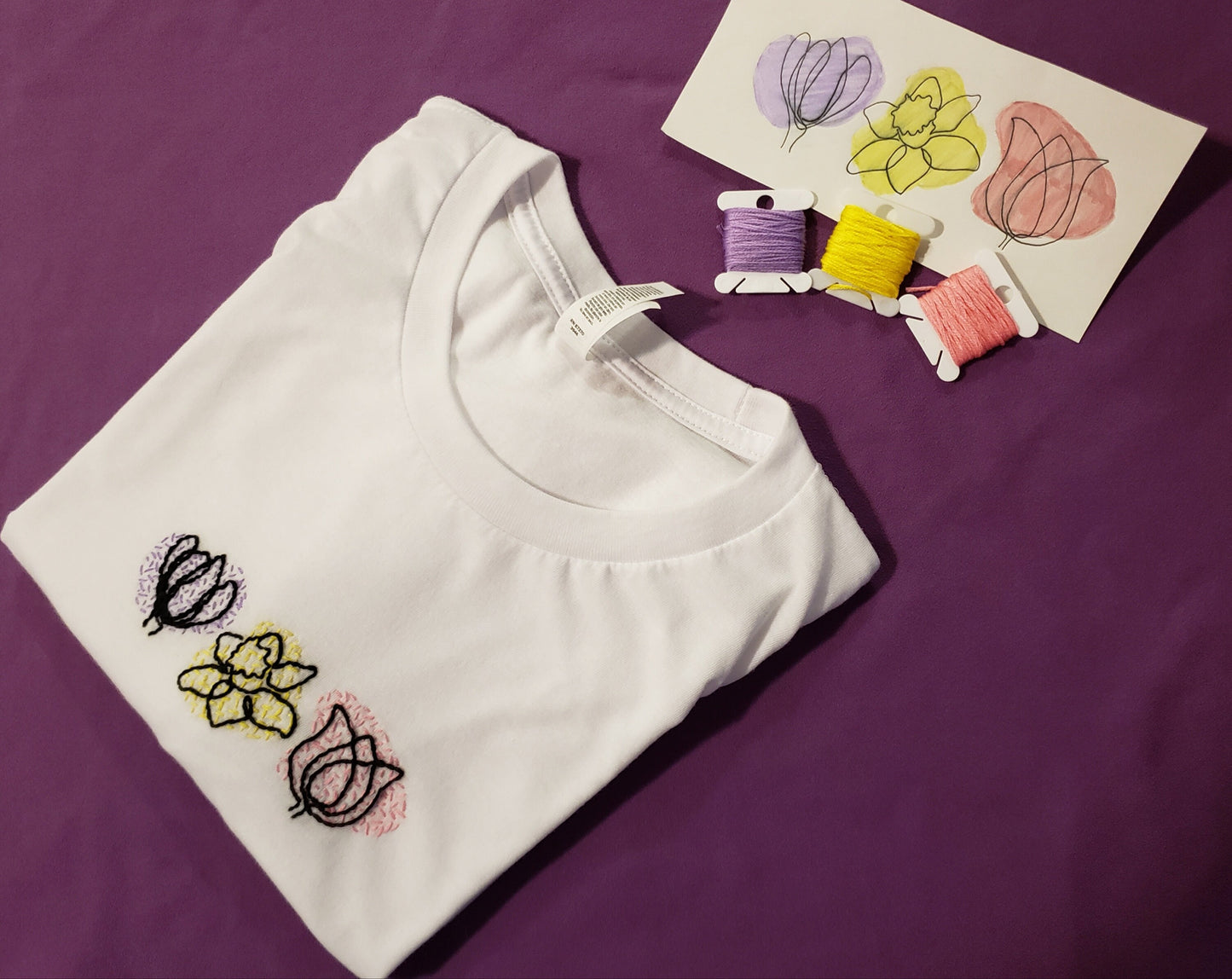 Spring Flowers Hand Embroidered Shirt