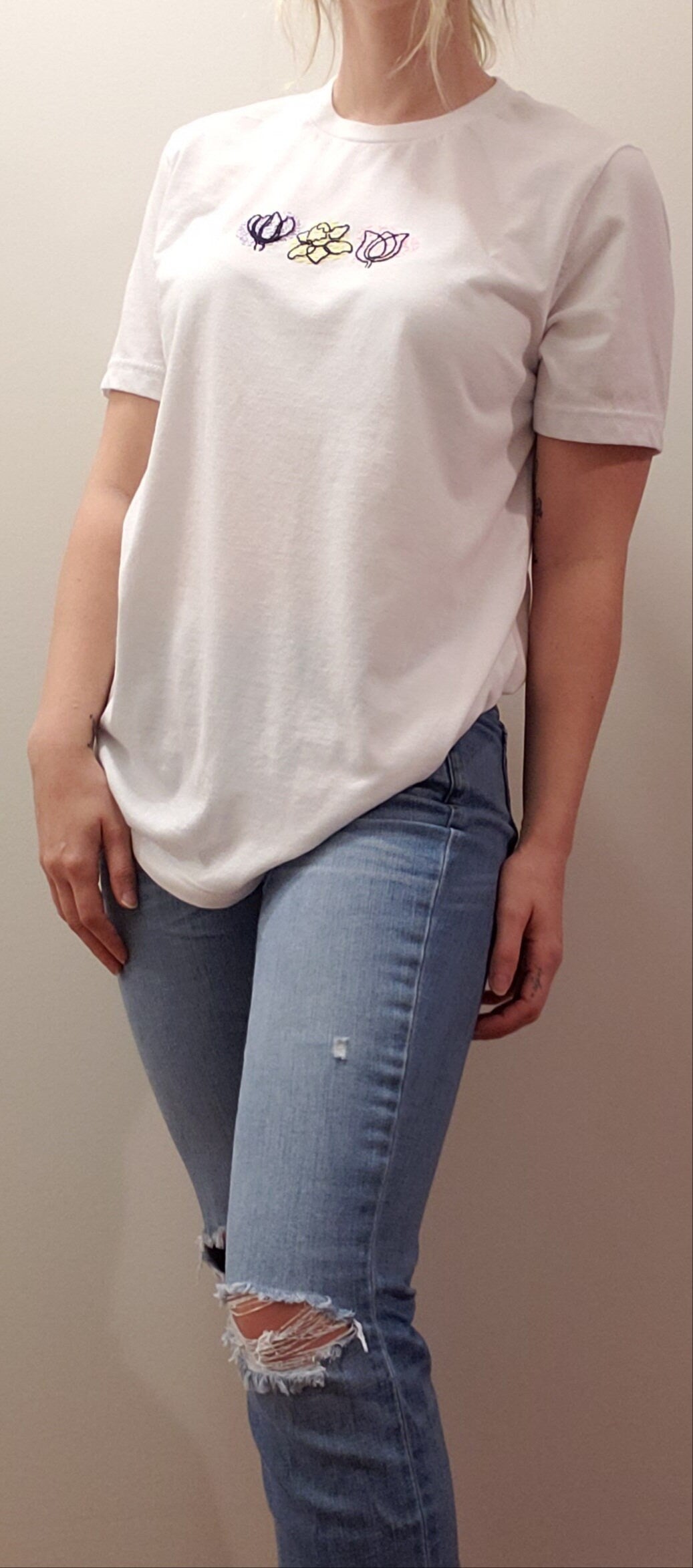 Spring Flowers Hand Embroidered Shirt