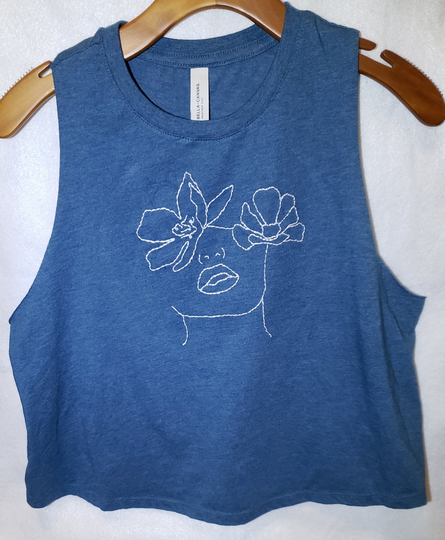 Hand Embroidered Minimalist Tank, Hand Embroidered T-Shirt