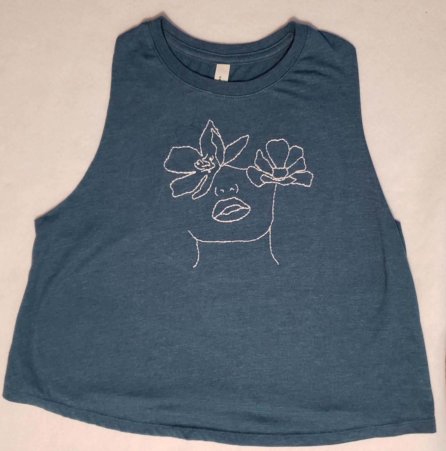 Hand Embroidered Minimalist Tank, Hand Embroidered T-Shirt