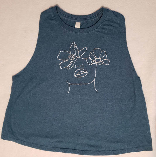 Hand Embroidered Minimalist Tank, Hand Embroidered T-Shirt