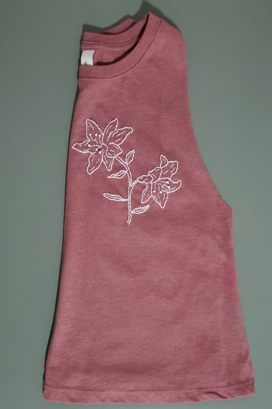 Hand Embroidered Lilies Halter