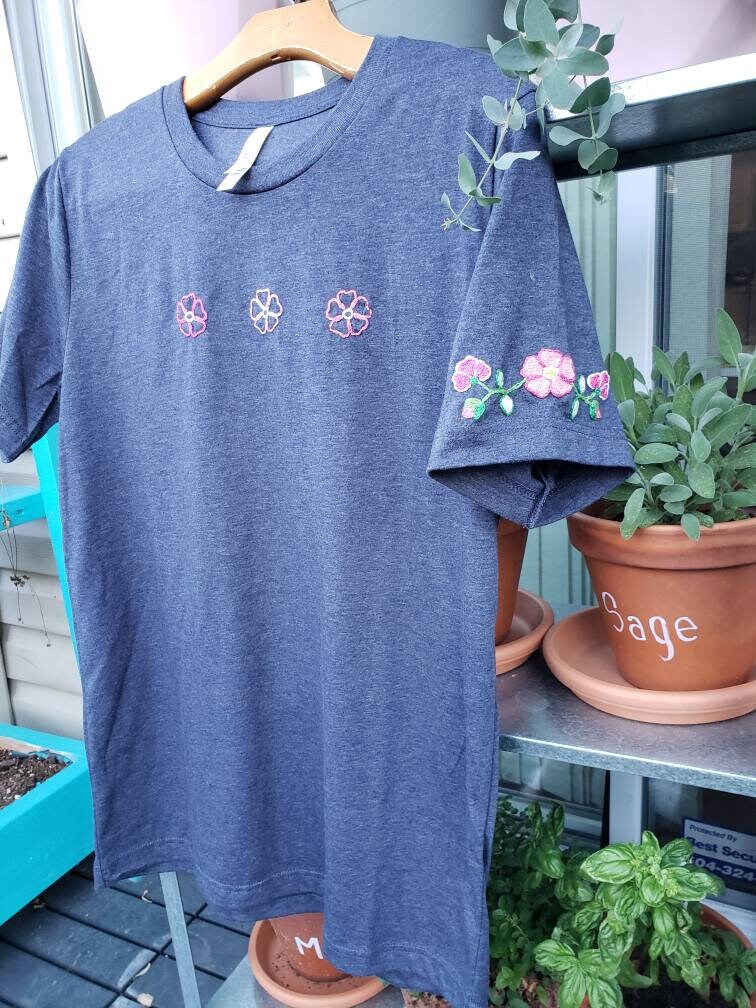 Hand Embroidered Metis Flower Shirt
