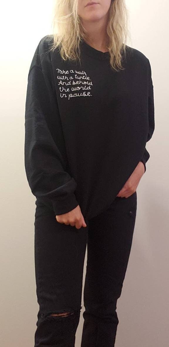 Slow Living Hand Embroidered Sweatshirt