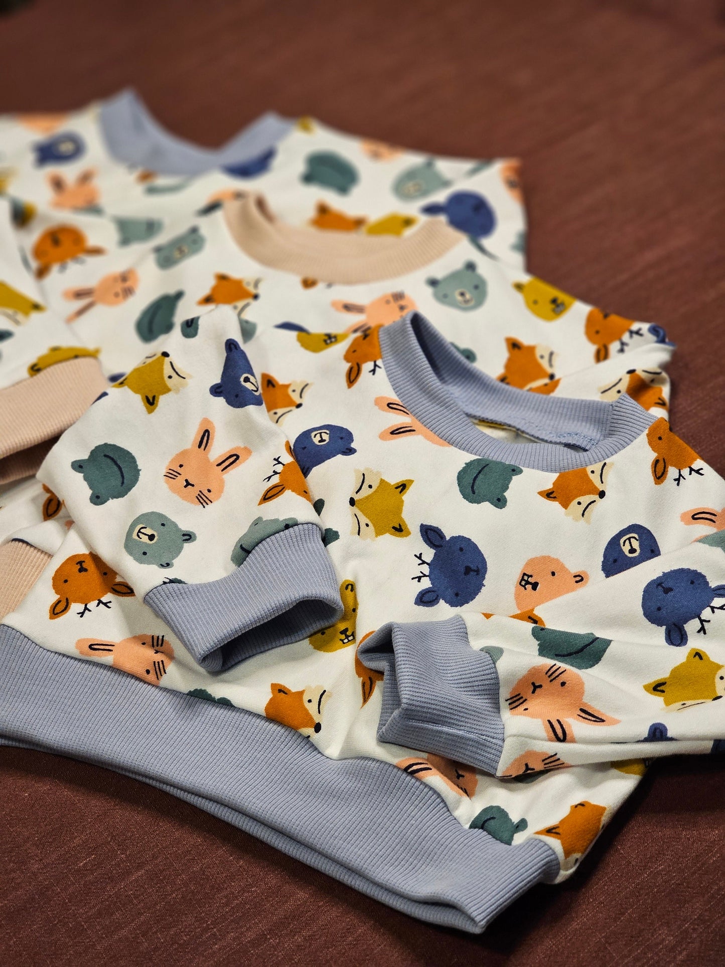 Handmade Baby Sweatshirt in Forest Animals Print