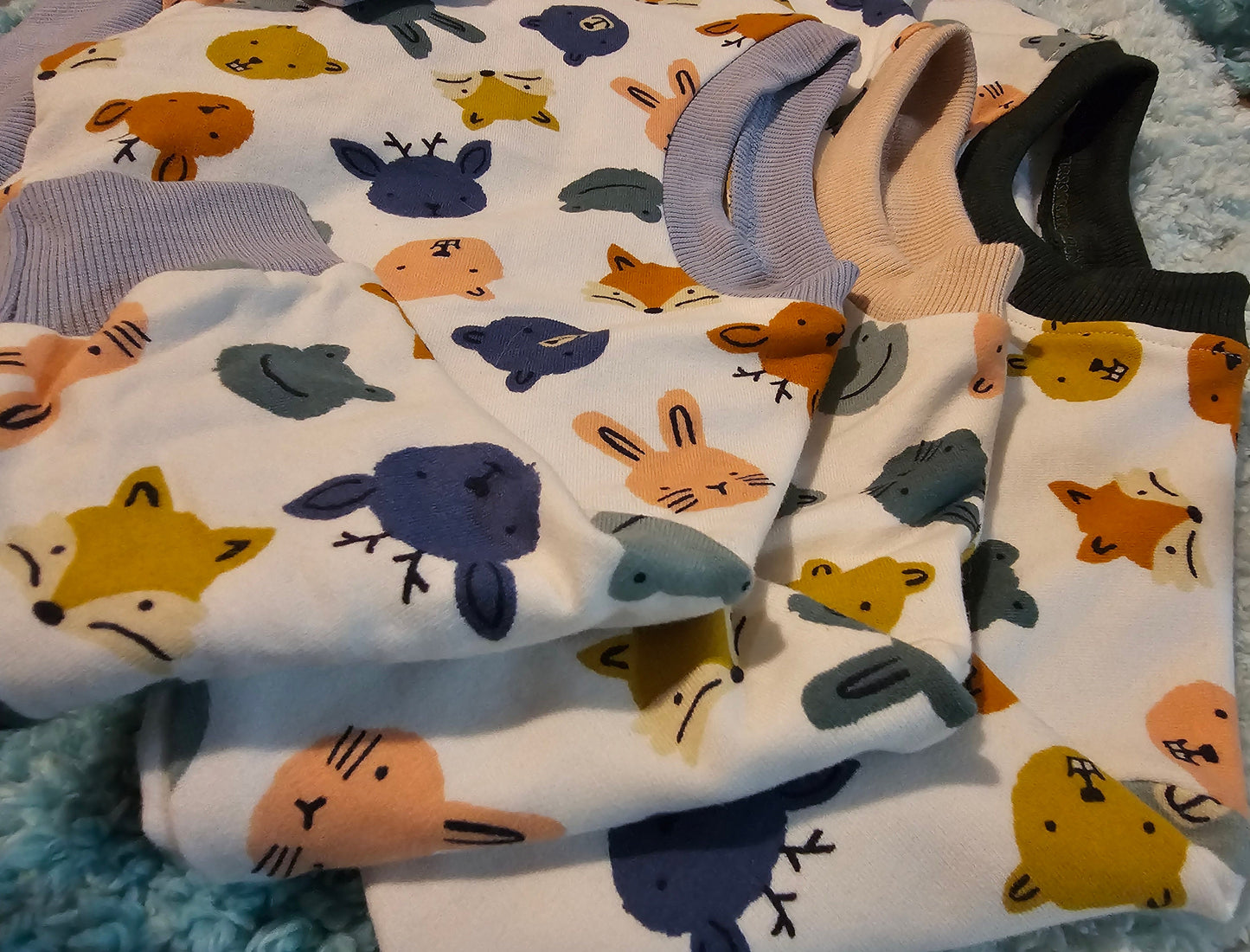 Handmade Baby Sweatshirt in Forest Animals Print